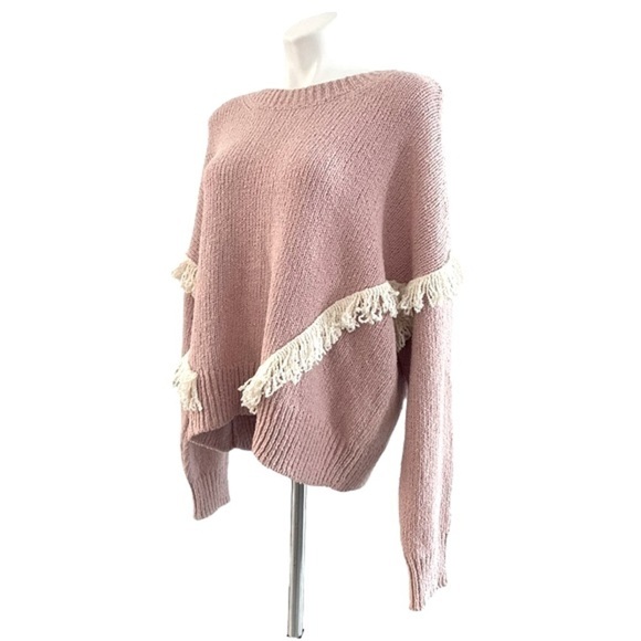 MADEWELL Montford Fringe Pullover Sweater Dusty Rose Size XL NEW - Picture 4 of 8